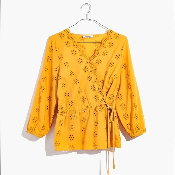 Madewell Scalloped Eyelet Wrap Top - Picture 9 of 9
